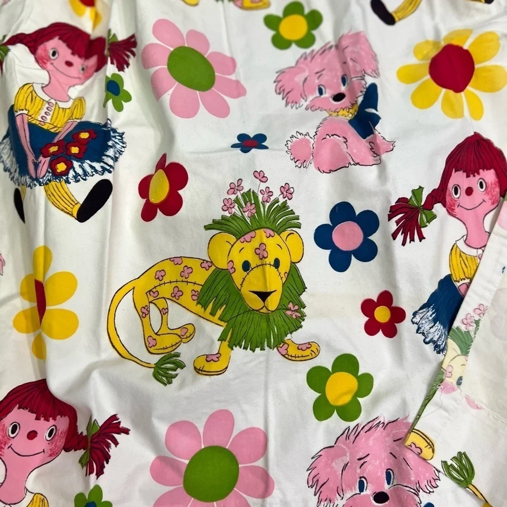 Vintage Flower Power 60s 70s Pippi Longstocking Pair Curtain Panels Sears